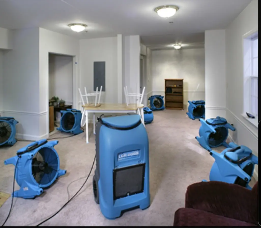 Air movers and dehumidifier setup for Water Extraction & Removal in Craig